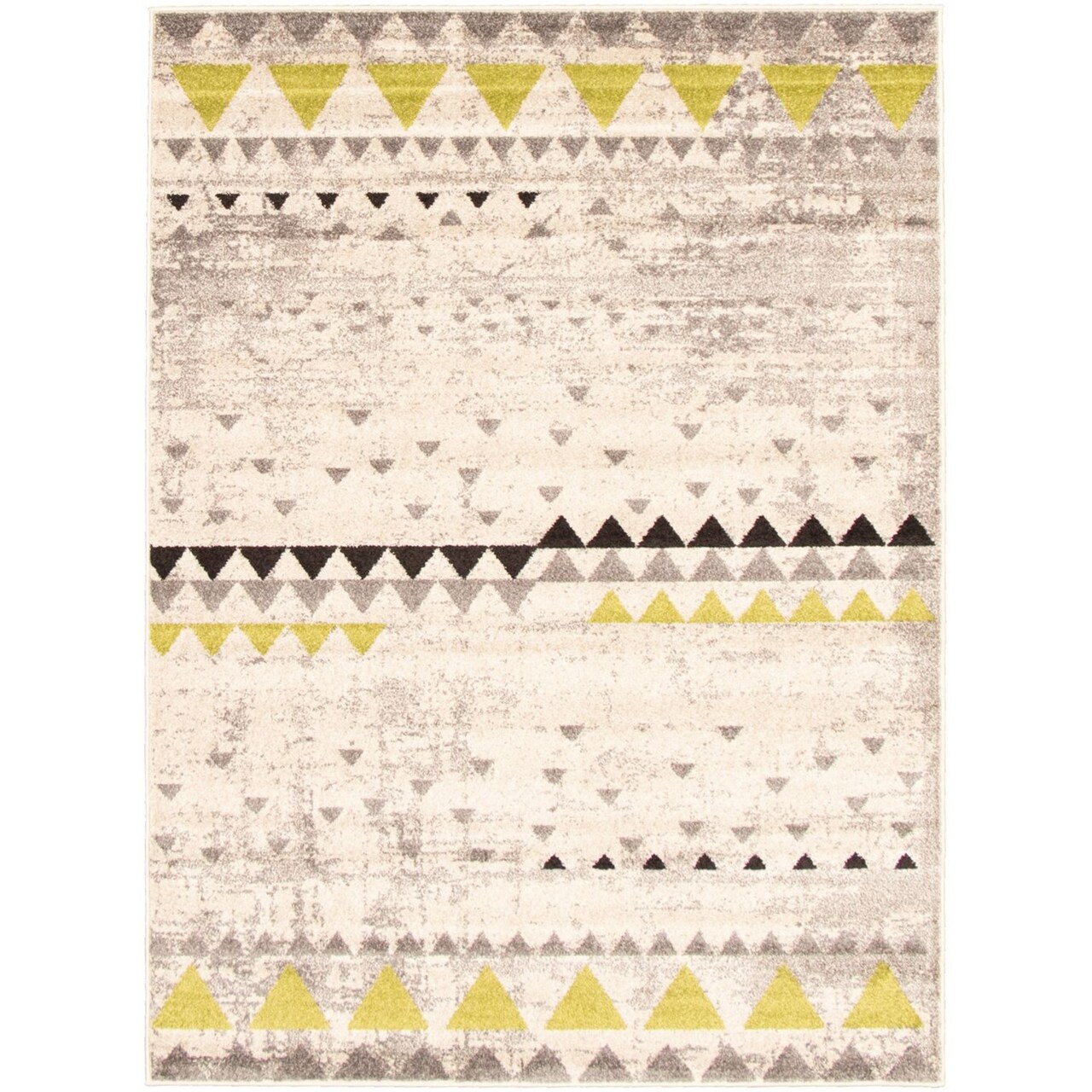 Chaudhary Living Geometric Rectangular Area Throw Rug - 5.25' x 7.25' - Beige and Green